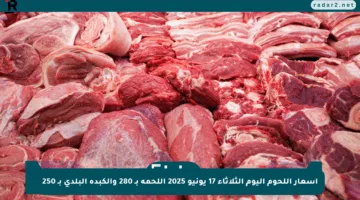 أسعار اللحوم اليوم الثلاثاء 17 يونيو 2025 اللحمة بـ 280 والكبدة البلدي بـ 250